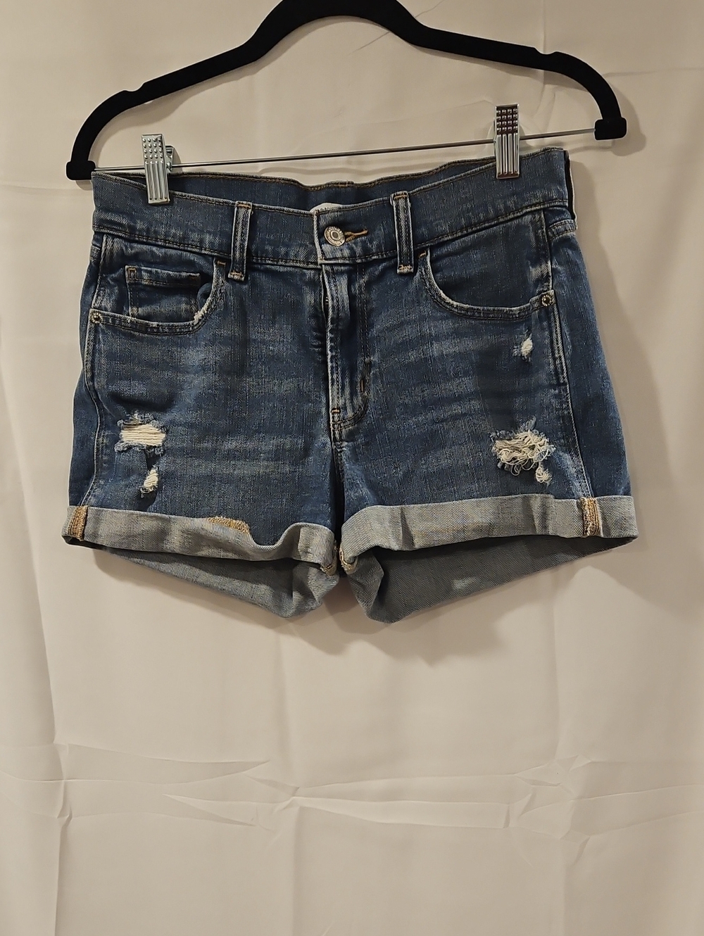 Old Navy Distressed Rolled Hem Jean Shorts - Blue Wash